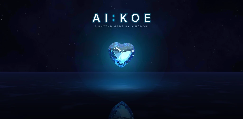 Google Play 主題圖片——AI:KOE 標題與水面上的愛心水晶