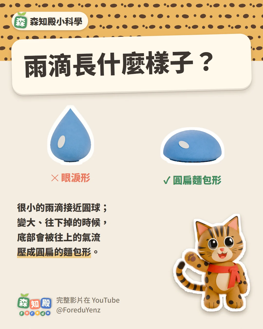 IG 小知識卡：雨滴長什麼樣子？眼淚形打叉，圓扁麵包形打勾，下面是說明與石寶